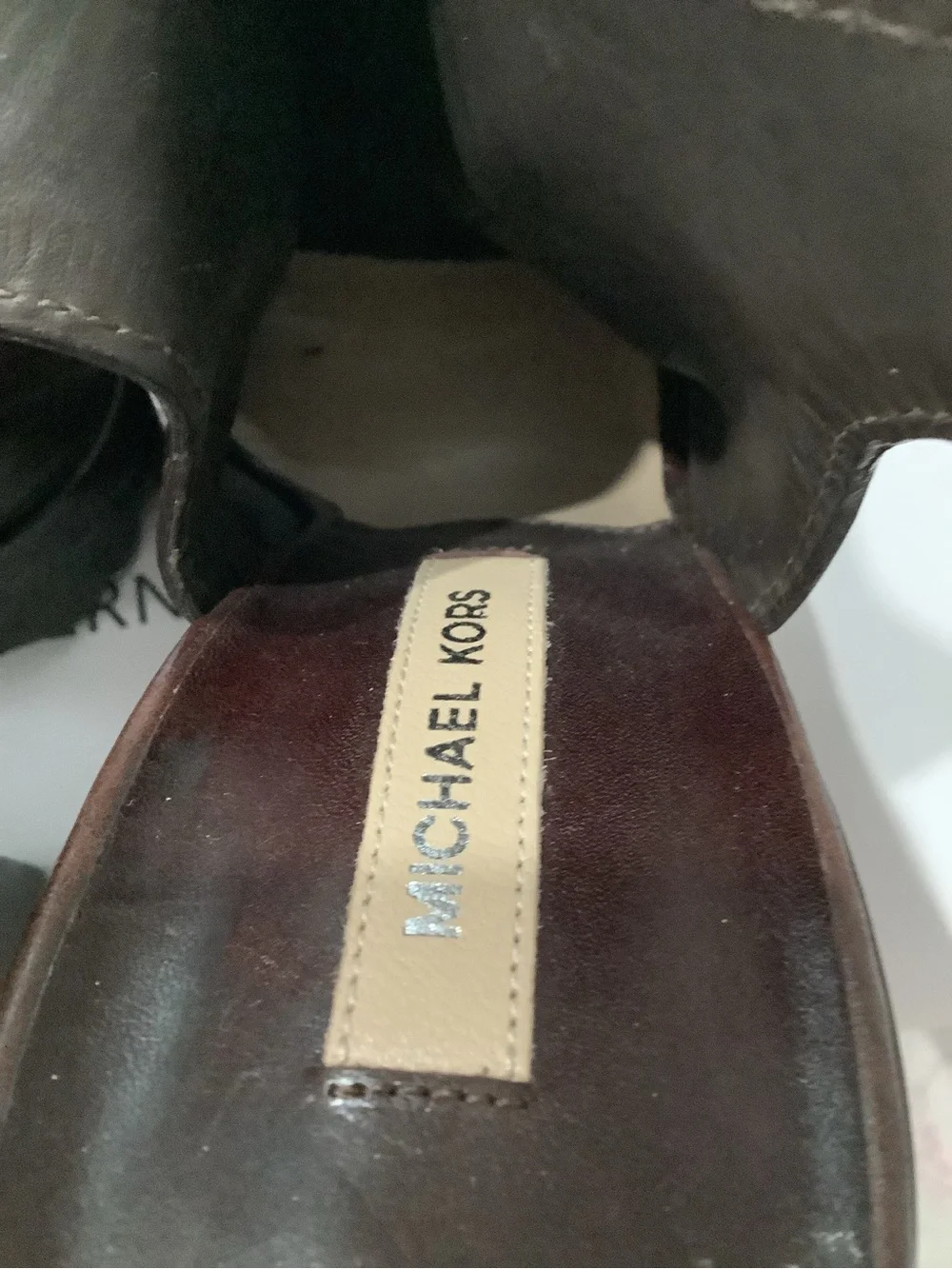 Michael Kors Dark Brown Leather Peep-Toe Slingback Heels